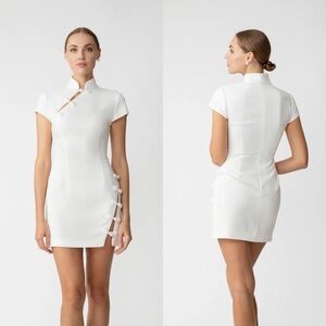 Sau Lee Iris Mini Dress Cheongsam Bridal Wedding White 14 NWT